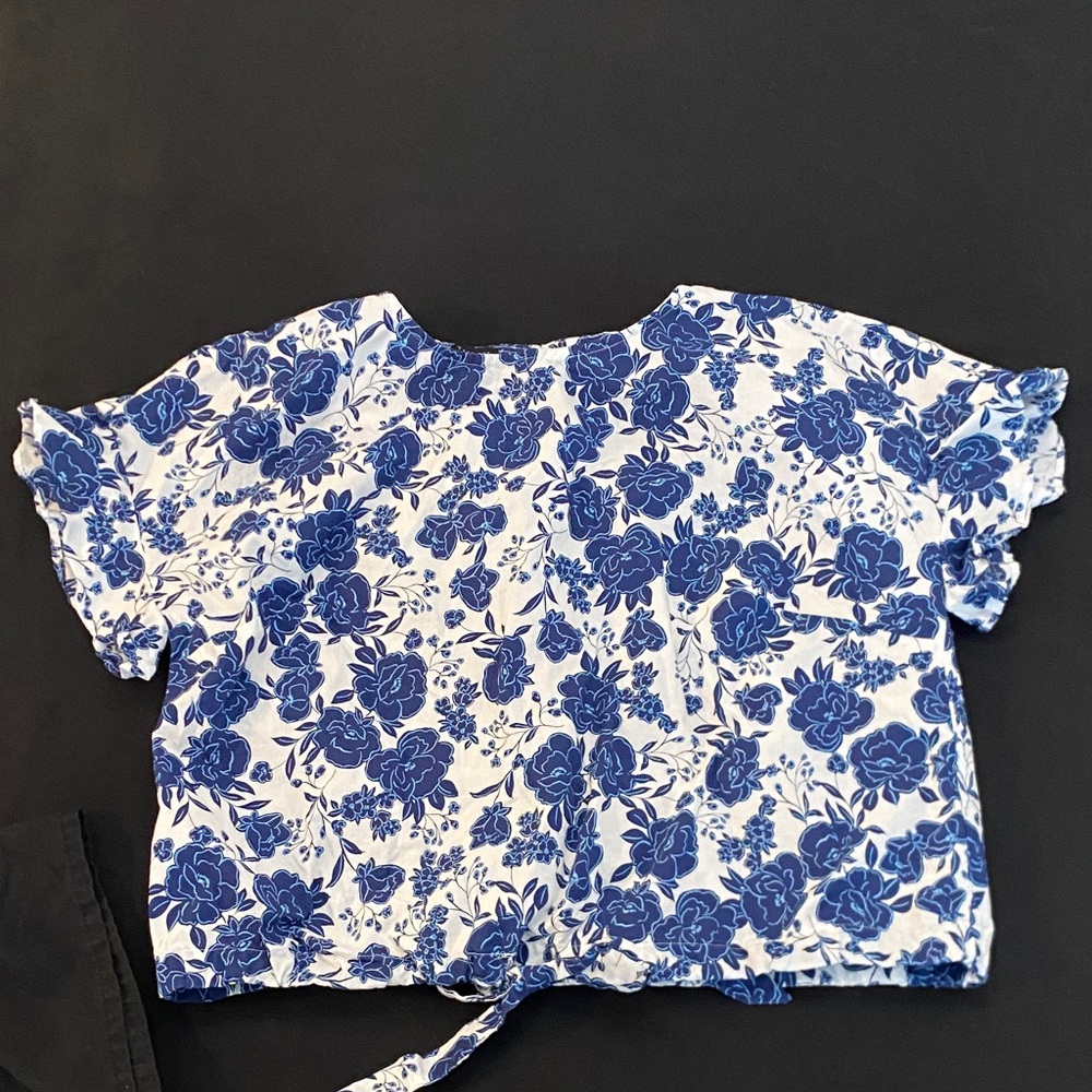Talbots Blue and White Floral Blouse